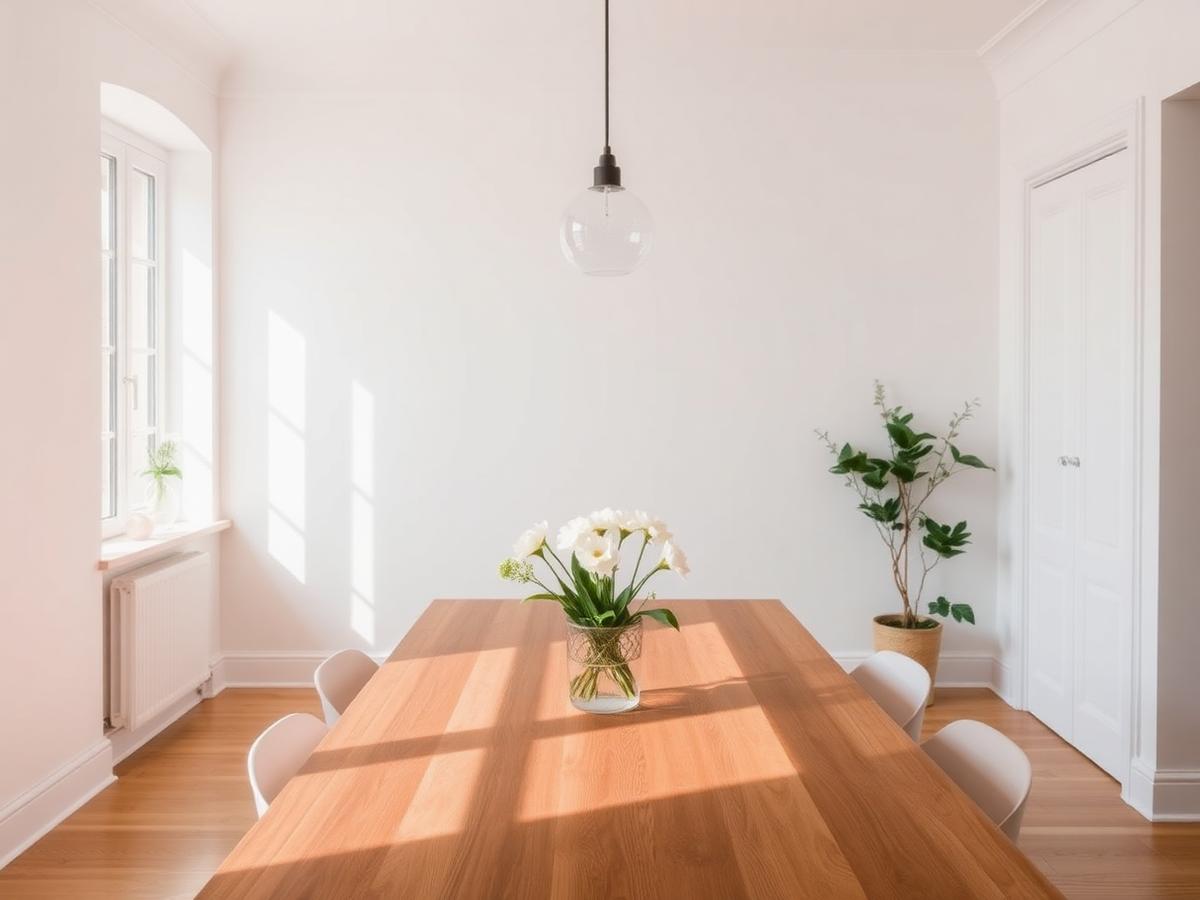Bright, freshly cleaned dining room